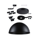 Schwarzes Metall-Lampenschirm-Set mit Montagezubehör für moderne LED-Deckenleuchten.