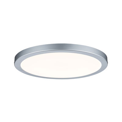 Round ceiling light in silver aluminum with white diffuser for modern room lighting