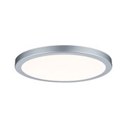 Round ceiling light with silver metal frame and warm white LED for modern interior lighting