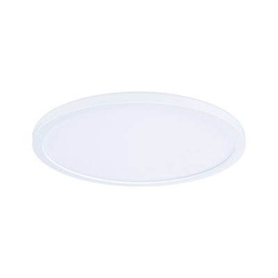 Round white LED ceiling panel made of plastic for energy-efficient room lighting