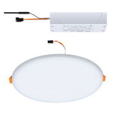 Round white LED panel with integrated driver and cable for modern ceiling lighting solutions