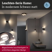 Leuchten-Serie Kame in mattem Schwarz mit verschiedenen Wand- und Deckenleuchten im modernen Bad