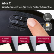 LED-paneel Abia 2 White Select Schemergestuurde bewegingsmelder (HF) hoekig 170x170mm 9,5W 1100lm White Select Zwart