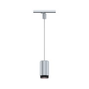 Moderner silberner LED-Pendelleuchte aus Metall mit schwarzem Diffusor für Innenbeleuchtung