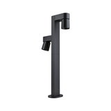 Projecteur extérieur moderne en aluminium noir avec deux lampes réglables pour éclairage de jardin.