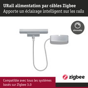 Câble URail Zigbee argenté avec éclairage LED dimmable pour systèmes d'éclairage sur rails intelligents