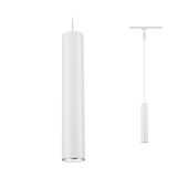 Schlanke weiße LED-Pendelleuchte aus Metall mit zylindrischem Design für moderne Innenräume