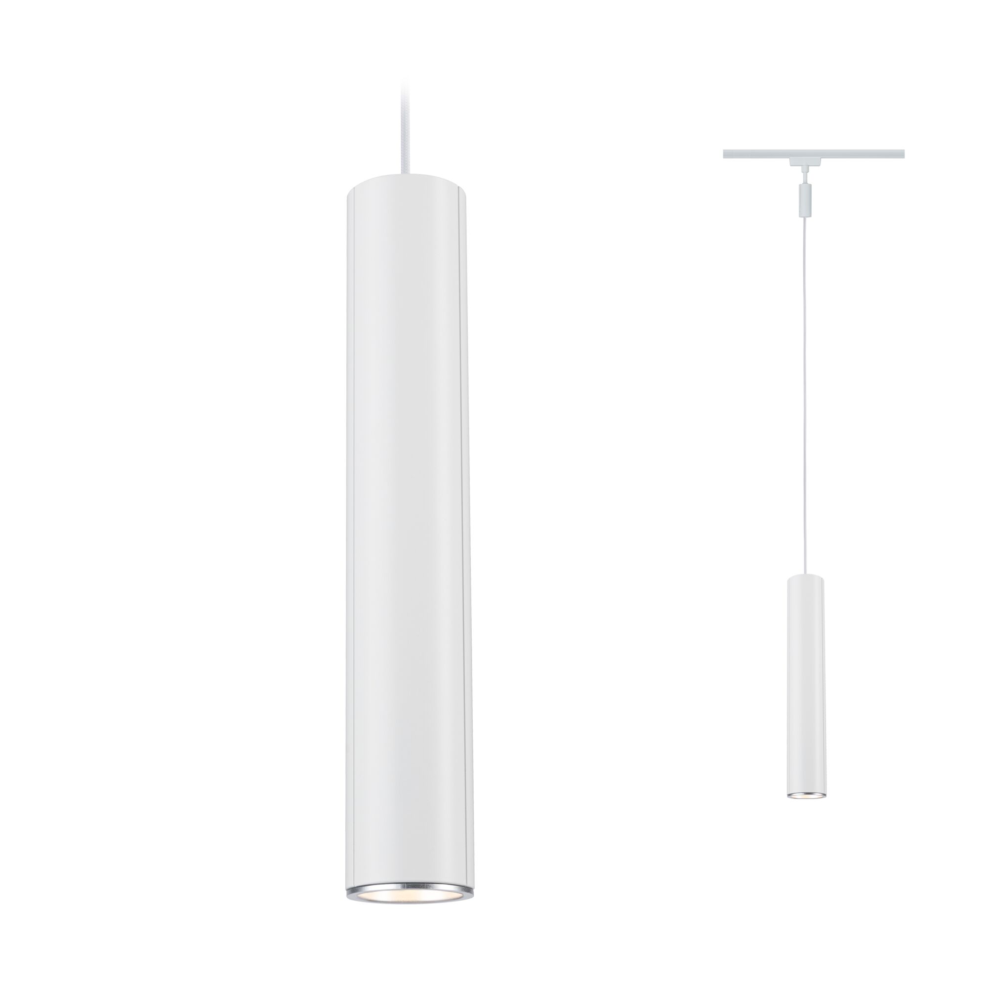 URail Pendel Catalejo GU10 max. 10W dimmbar 230V Weiß/Chrom matt Moderner weißer Aluminium-Pendelleuchter mit zylindrischem Design und LED-Beleuchtung