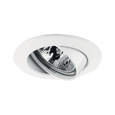 Weißer Einbaustrahler aus Metall mit schwenkbarem Reflektor für flexible LED-Beleuchtung