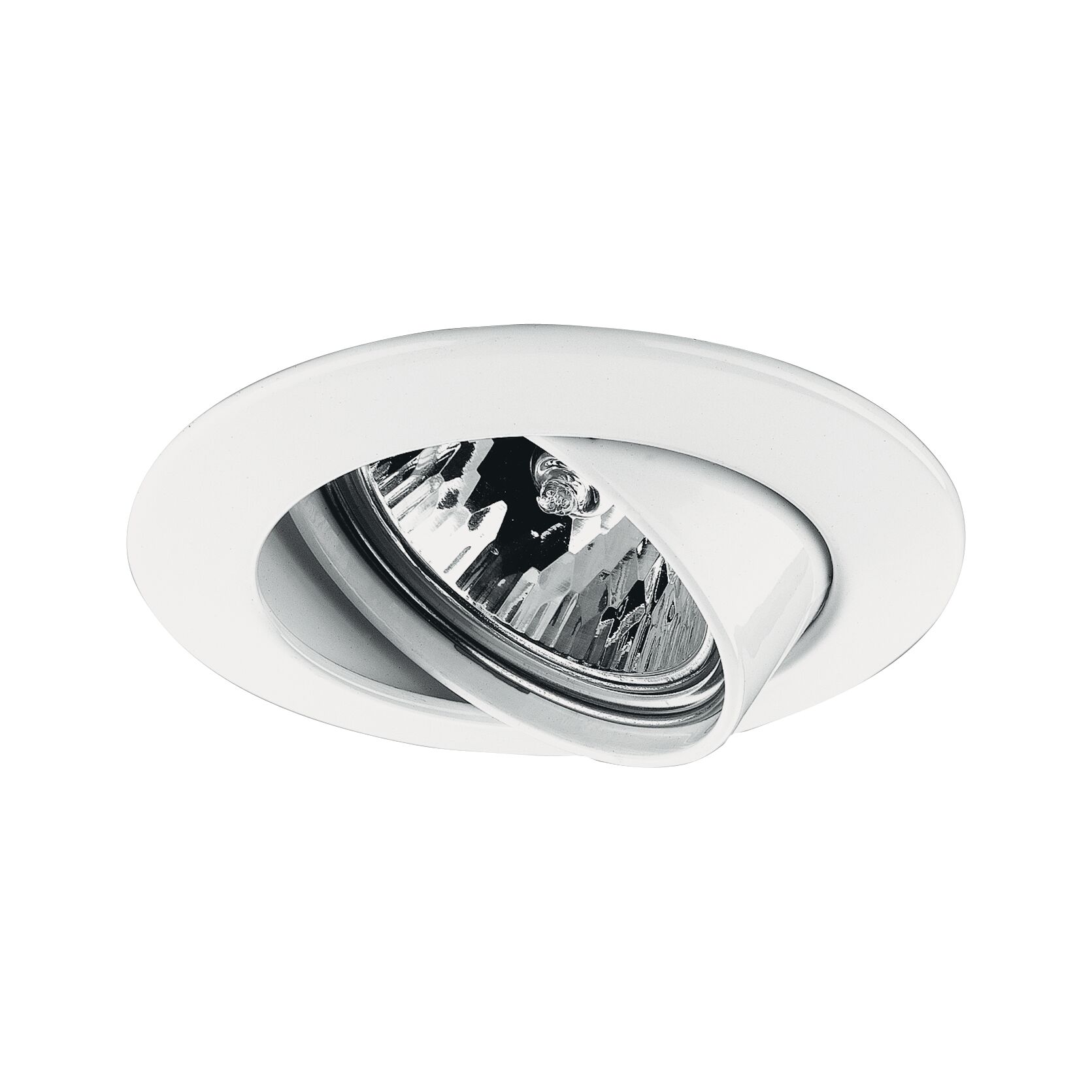 Premium Inbouwlamp zwenkbaar rond 83mm 30° GU5,3 max. 50W 230/12V dimbaar Wit Witte metalen inbouwspot met verstelbare reflector voor flexibele LED-verlichting