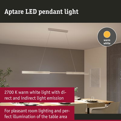 Aptare LED pendant light in warm white with direct and indirect light for dining area illumination