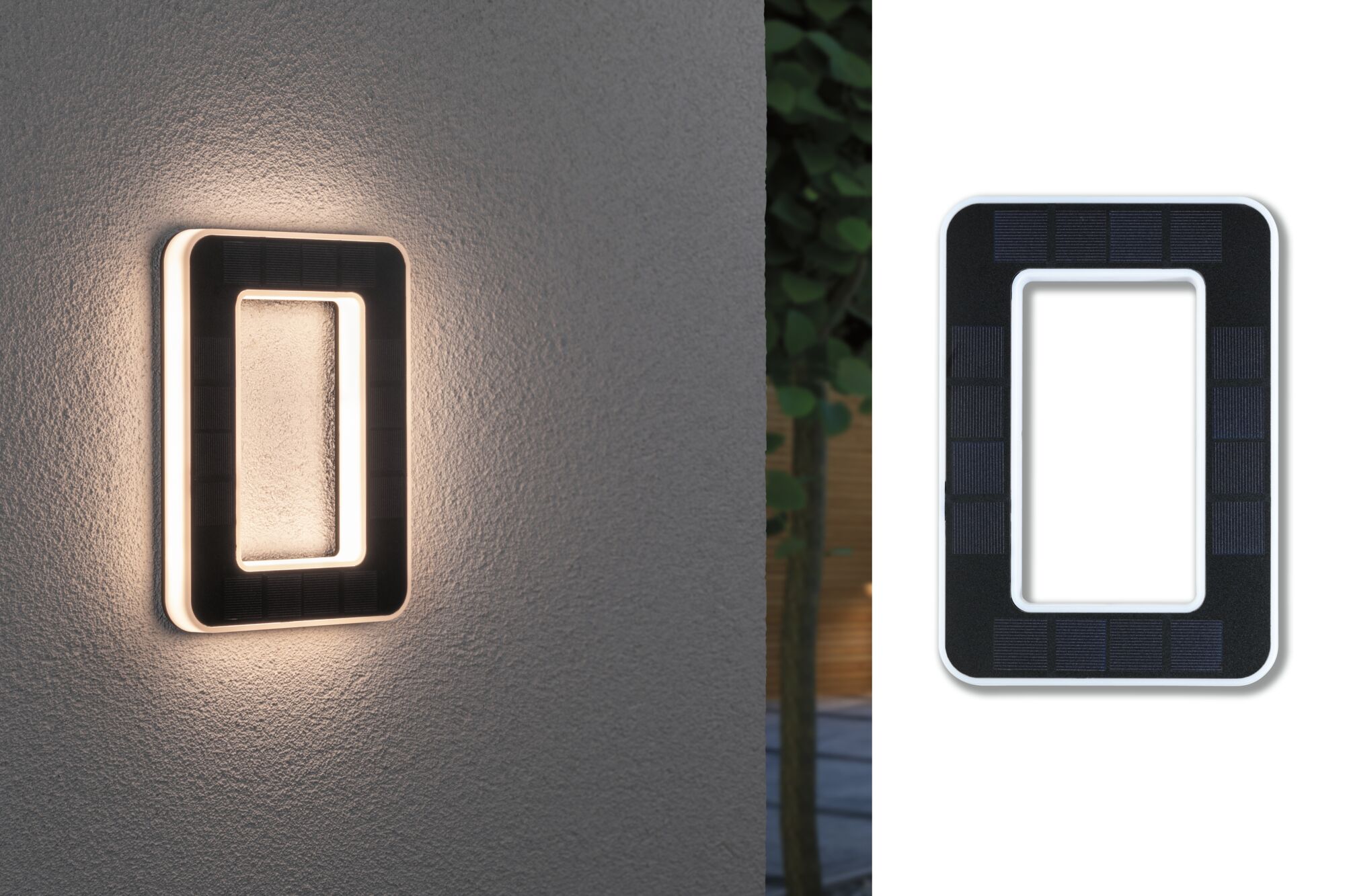 Solar LED-huisnummerverlichting incl. verwisselbare accu Nummer 0 IP44 3000K 6lm Zwart Rechthoekige zwarte solar wandlamp met witte LED-omlijsting voor buitenverlichting