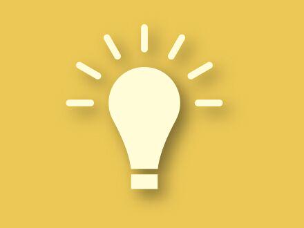 Icon of a glowing light bulb on yellow background symbolizing innovation and ideas.