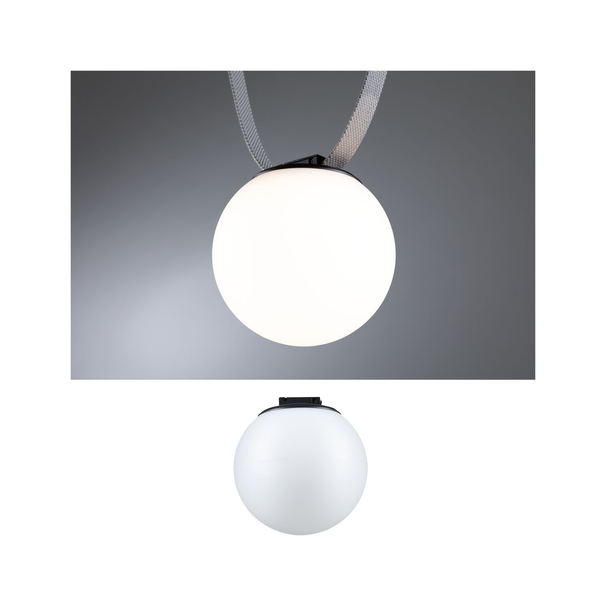 Runde weiße LED-Leuchte aus Kunststoff mit schwarzem Halter, moderne Pendelleuchte für Innenräume