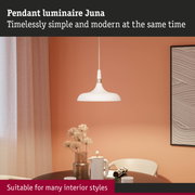 Modern white metal pendant luminaire Juna suitable for various interior styles and living spaces