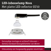 LED-inbouwlamp Nova van hoogwaardig aluminium met platte GU10 LED-reflector en verwisselbare lamp