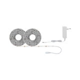LED strip set with two white rolls and white power adapter for flexible room lighting