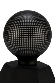 Sphère noire en métal à motif ponctué sur socle hexagonal, lampe décorative LED moderne
