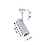 Silver metal LED spotlight 159 mm long and 60 mm diameter for modern indoor lighting solutions