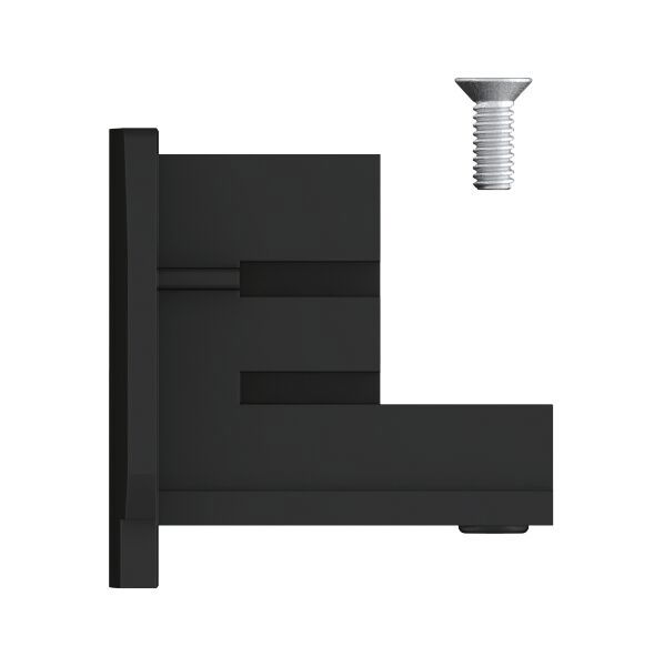Black plastic wall bracket with matching screw, suitable for LED light mounting
