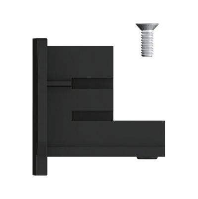 Black plastic wall bracket with matching screw, suitable for LED light mounting