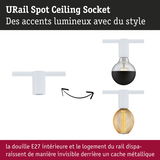 Douille de plafond URail blanche en métal avec douille E27 pour éclairage LED moderne