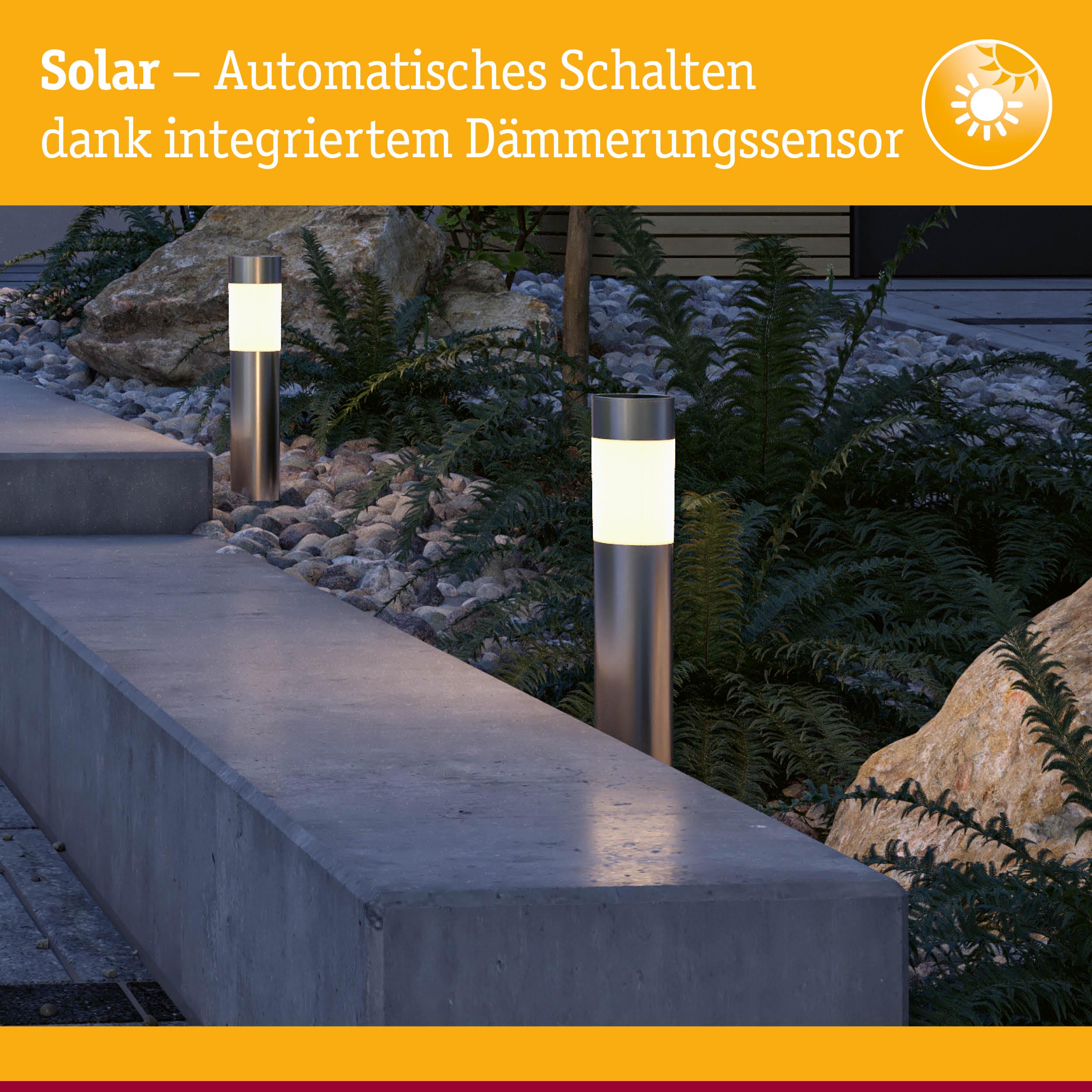 Solarbetriebene Edelstahl-Außenleuchten mit integriertem Dämmerungssensor für automatische Gartenbeleuchtung