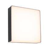 Square LED wall light with black metal frame and warm white light for modern indoor lighting
