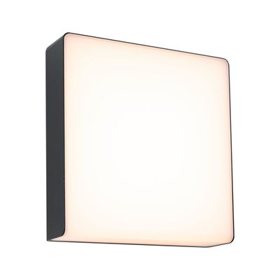 Square LED wall light with black metal frame and warm white light for modern indoor lighting
