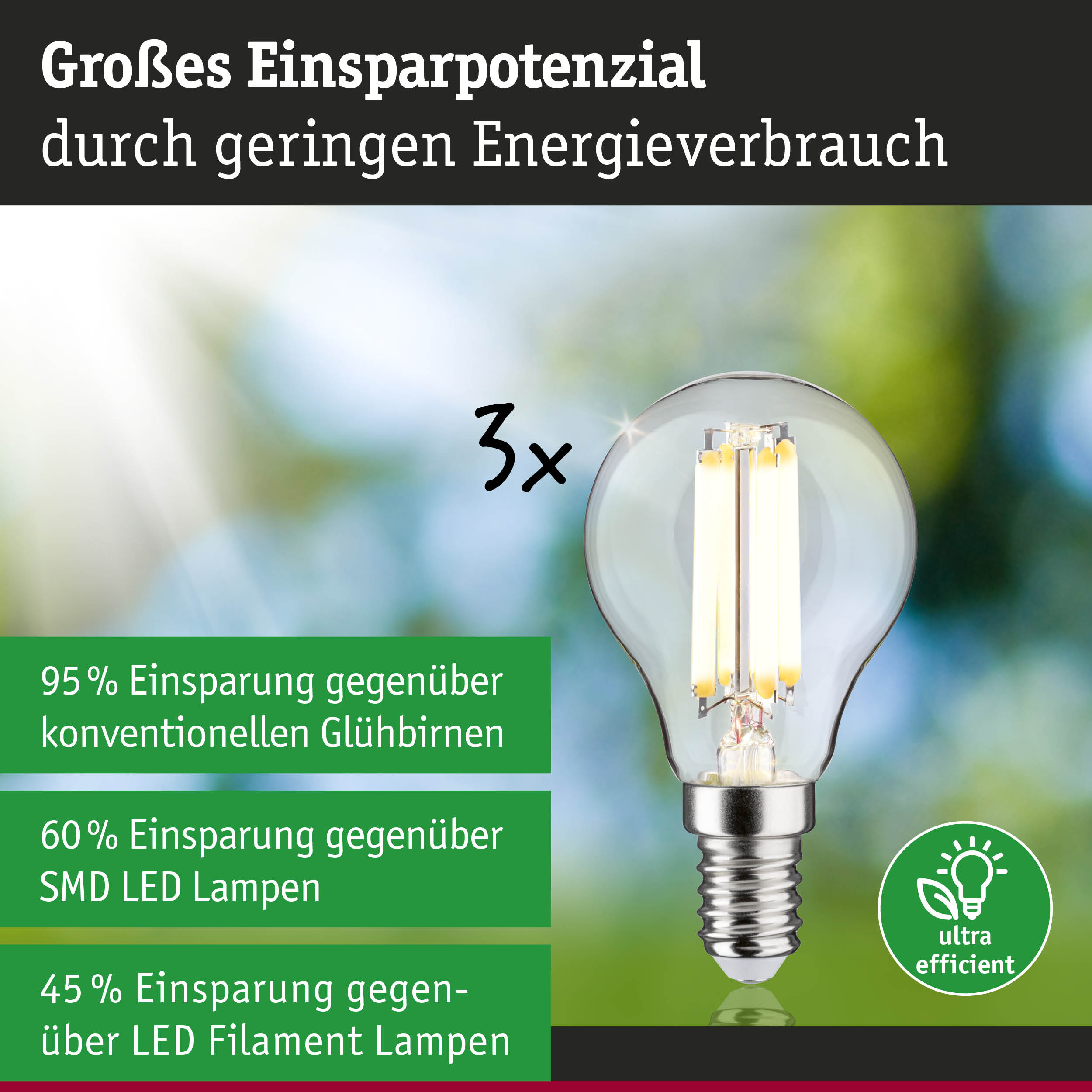 Energiesparlampe mit transparentem Glas und silberner Fassung zeigt hohe Effizienz und Einsparpotenzial