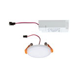 Panneau LED encastré rond avec boîtier plastique blanc et clips orange, avec driver LED blanc inclus.