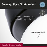 Applique Gove noire avec verre opale dépoli et indice IP44 pour éclairage mural de qualité