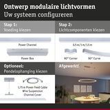 Modulair LED-lichtsysteem met power channel, power box en pendelophanging voor flexibele verlichting