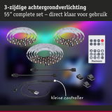 3-zijdige LED-achtergrondverlichting set met afstandsbediening en USB-controller voor 55 inch schermen