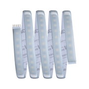 Flexible LED strip with white silicone coating and 5-pin connector for versatile lighting solutions