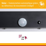 Appareil noir avec détecteur de mouvement intégré pour commutation solaire automatique et angle de détection de 120°