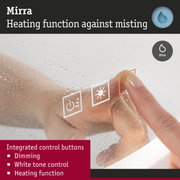 Hand operating integrated control buttons with heating function against misting on glass surface