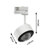 Weißer LED-Spot aus Kunststoff mit 98 mm Durchmesser und 180 mm Höhe für moderne Beleuchtung