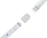 White LED strip connector set with four pins for flexible light strip connection and installation