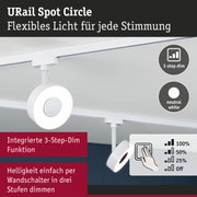 Weißer URail Spot Circle LED-Strahler mit 3-Stufen-Dimmfunktion für flexible Raumbeleuchtung