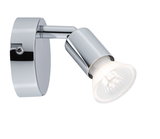 Modern adjustable LED wall spotlight in chrome with clear glass for focused lighting