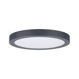 Plafonnier LED rond avec cadre métallique gris et diffuseur blanc pour éclairage moderne
