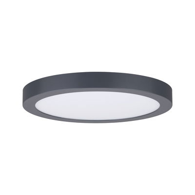 Plafonnier LED rond avec cadre métallique gris et diffuseur blanc pour éclairage moderne