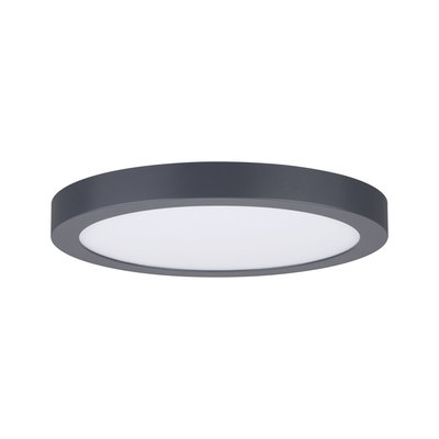 Plafonnier LED rond avec cadre métallique gris et diffuseur blanc pour éclairage moderne