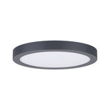 Round LED ceiling light with grey metal frame and white diffuser for modern room lighting