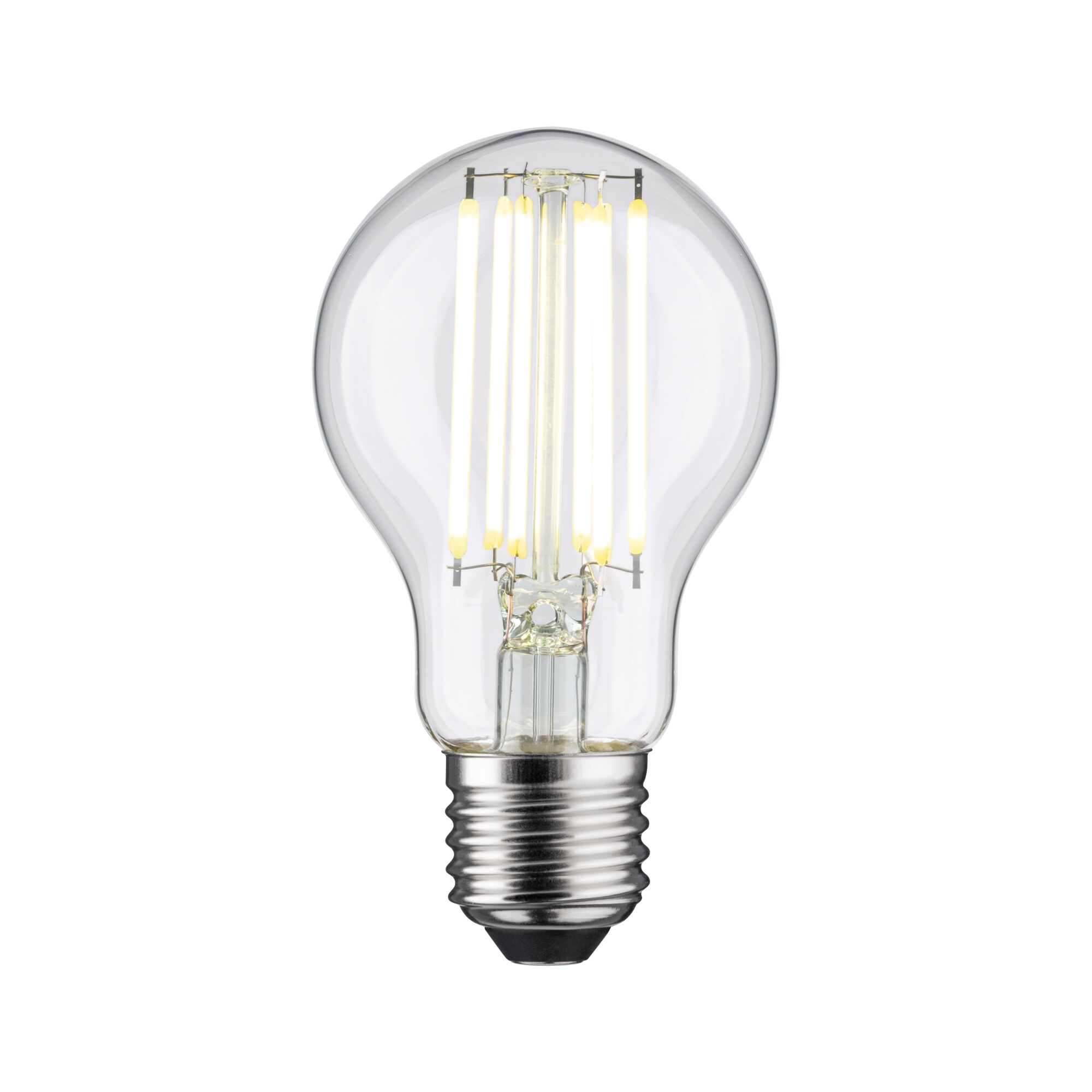 LED-Leuchtmittel in Glühbirnenform mit transparentem Glas und warmweißem Licht für energiesparende Beleuchtung