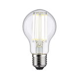 LED bulb with clear glass and warm white light, energy-saving lighting solution in classic shape