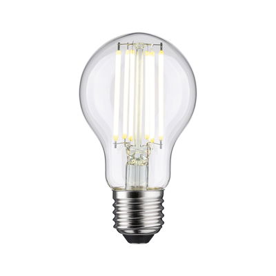 LED bulb with clear glass and warm white light, energy-saving lighting solution in classic shape