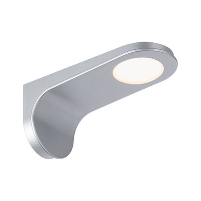 Modern wall light in silver aluminum with round LED light for indoor lighting solutions