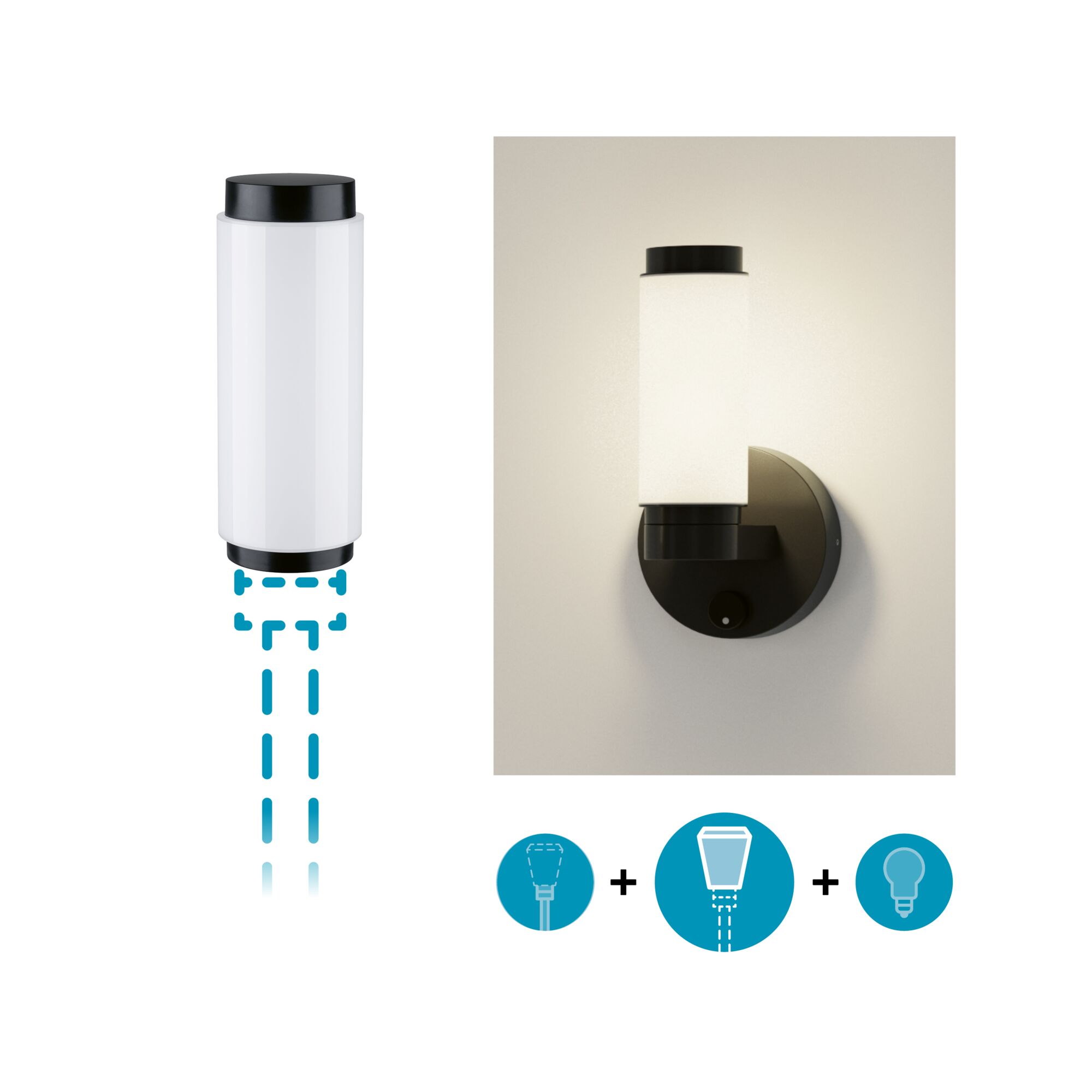 ModuShine Shade Selaro IP44 cylindrical Anthracite/White